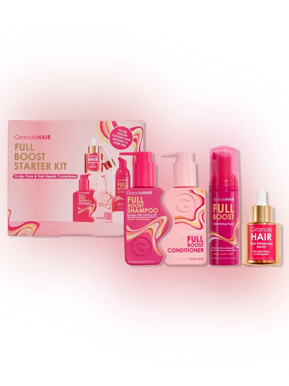 GRANDE HAIR FULL BOOST STARTER KIT•Scalp Care+Hair Repair Complexes•4 Pcs. NIB!